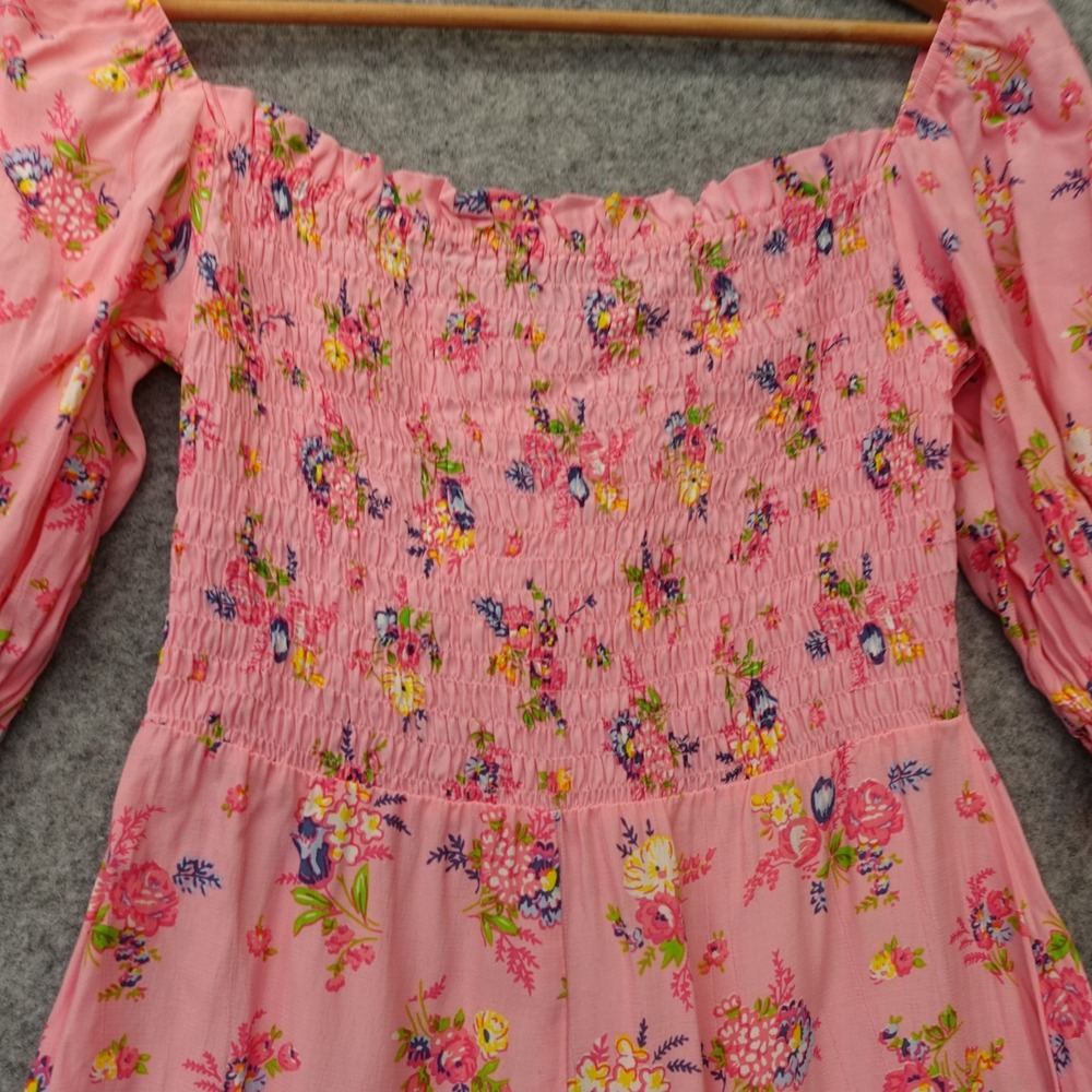 Pink Milkmaid Dress Women S Floral FAITHFULL THE BRAND Smocked Mini Cottage Boho - Picture 13 of 16